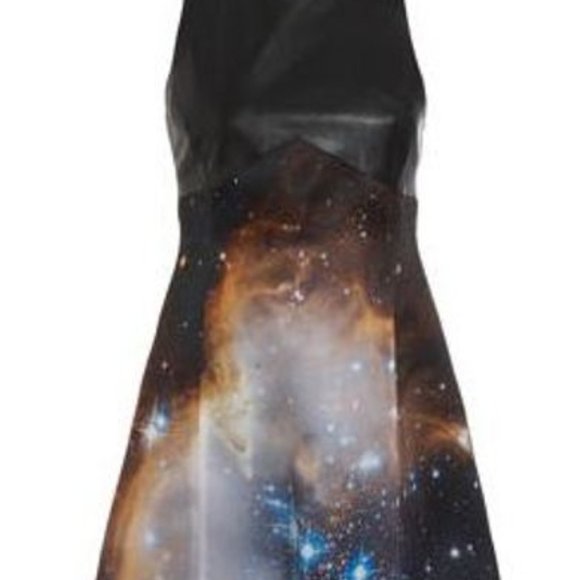 CHRISTOPHER KANE Celestial Combo dress Sz 12 or ~M-L SILK & LEATHER Connoisseurs - Picture 3 of 13